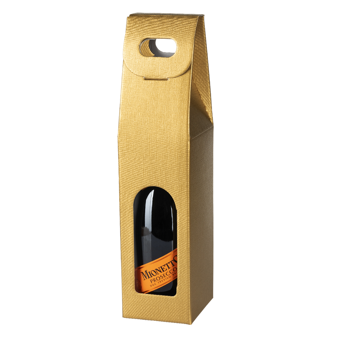 BOTTLE, troslojna samosklopiva  poklon kutija za flašu, zlatna