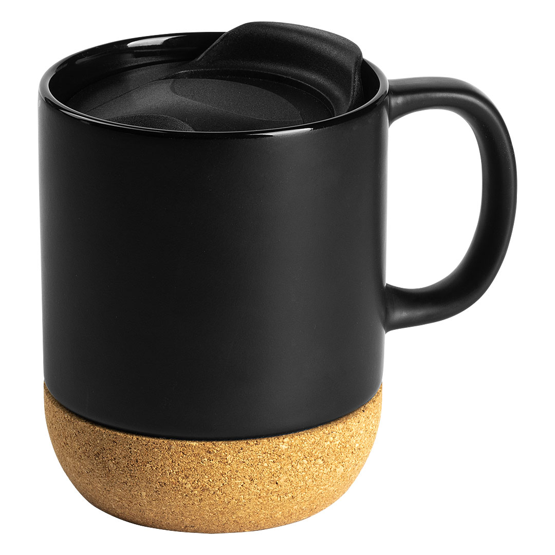 CORTADO, keramička šolja sa dnom od plute, 400 ml, crna