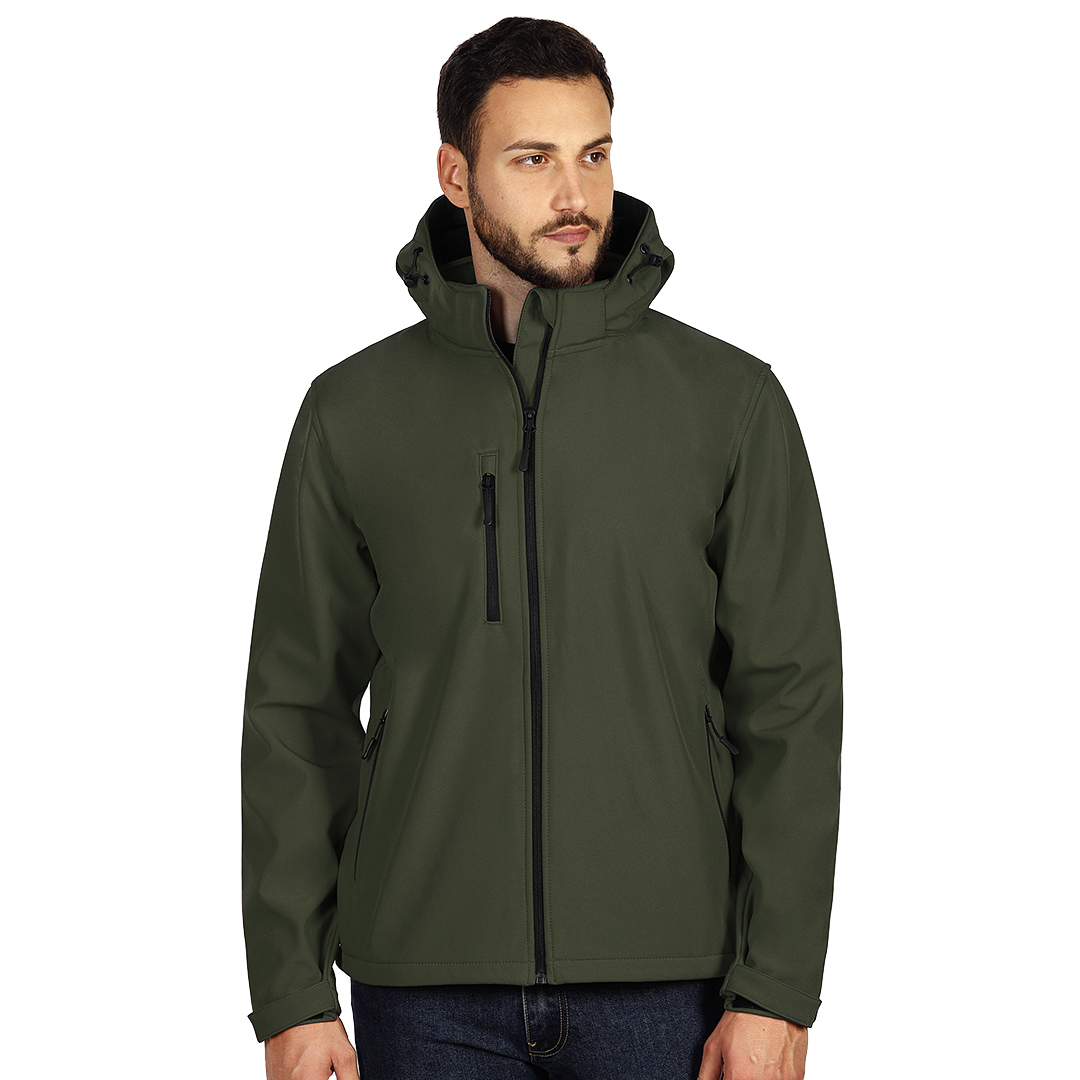 PROTECT MEN, softshell jakna sa skidajućom kapuljačom, maslinasta