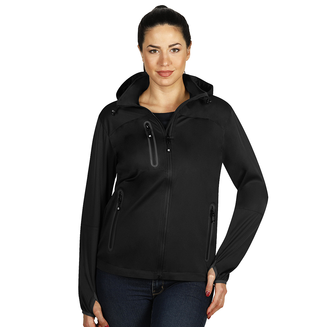 RIDER WOMEN, ženska softshell jakna sa kapuljačom, crna