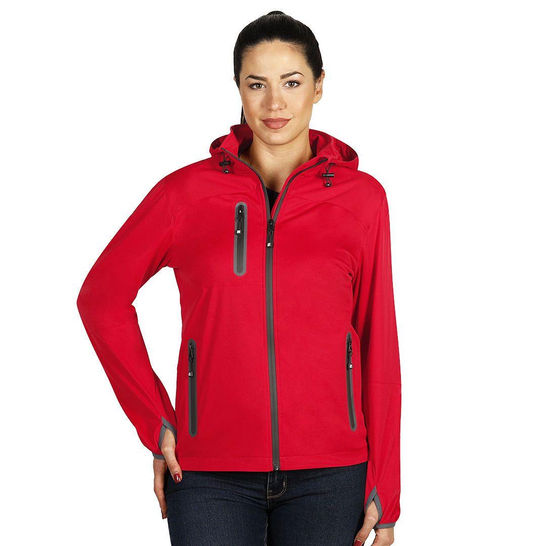 RIDER WOMEN, ženska softshell jakna sa kapuljačom, crvena