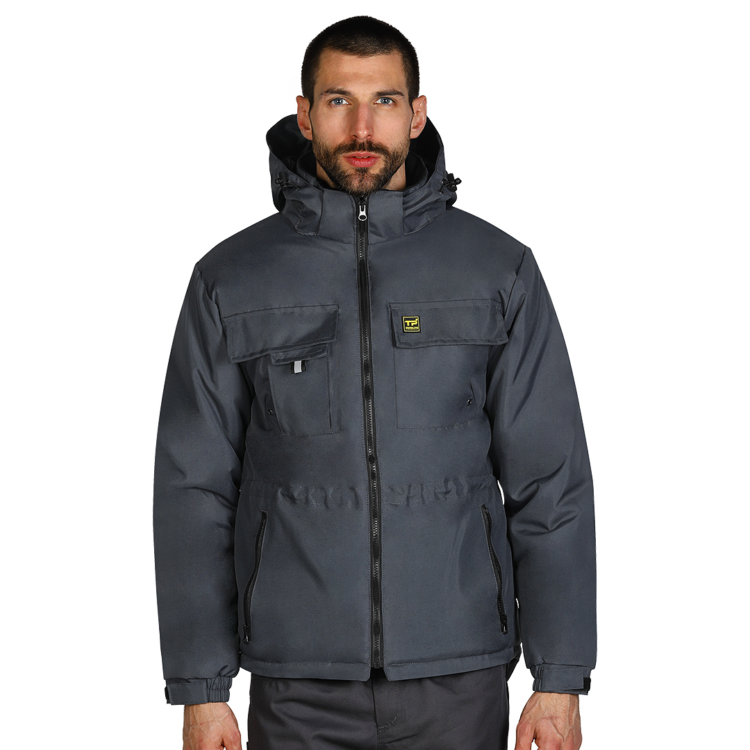 TEN JACKET, radna jakna sa kapuljačom, tamno siva