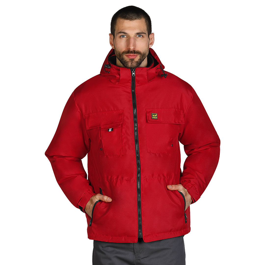TEN JACKET, radna jakna sa kapuljačom, crvena